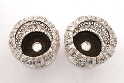 fig 1. Stunning Pair Victorian Silver Plated Bottle Coaster - circa 1880