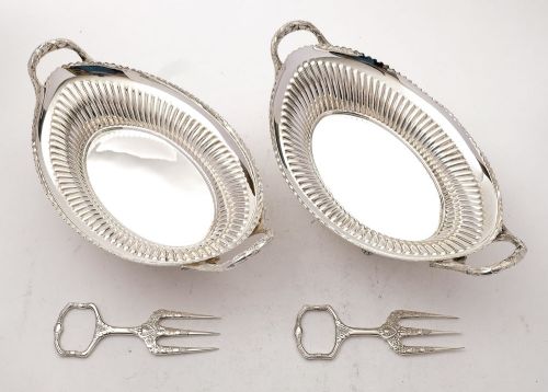 Lovely Pair Edwardian Silver Plated Bread Baskets - Circa 1905