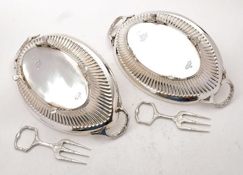 fig 1. Lovely Pair Edwardian Silver Plated Bread Baskets - circa 1905