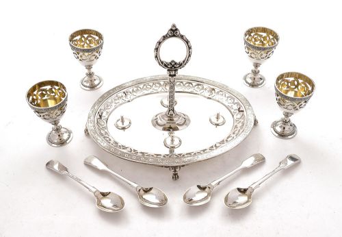 fig 1. Gorgeous Elkington George V Silver Plated Egg Cruet - 1914