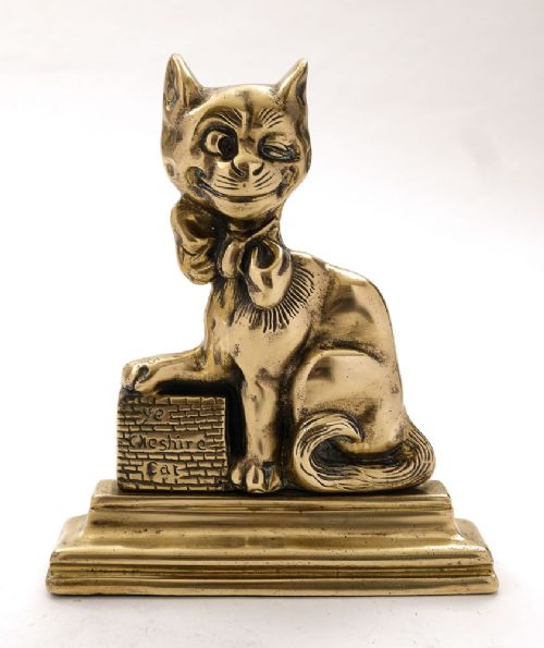 Unusual 1920s  Brass Cat Doorstop