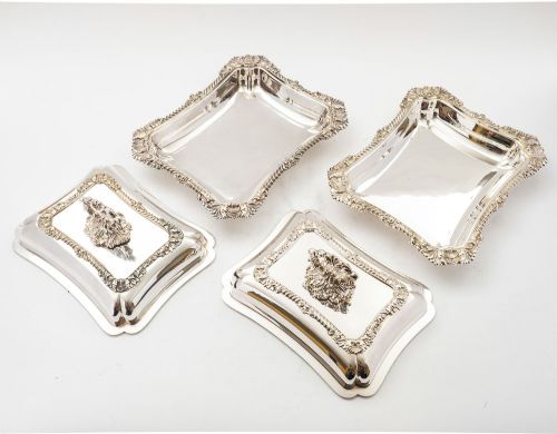 fig 1. Nice Pair Silver Plated Entre Dishes - circa 1905