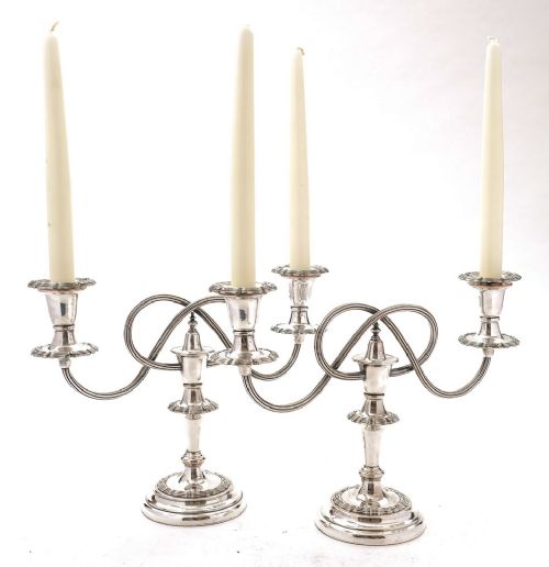 Beautiful Pair Silver Plated Candelabra - Circa 1890