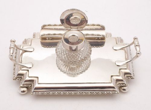 fig 1. Fabulous Edwardian Silver Plated Ink Stand - circa 1905