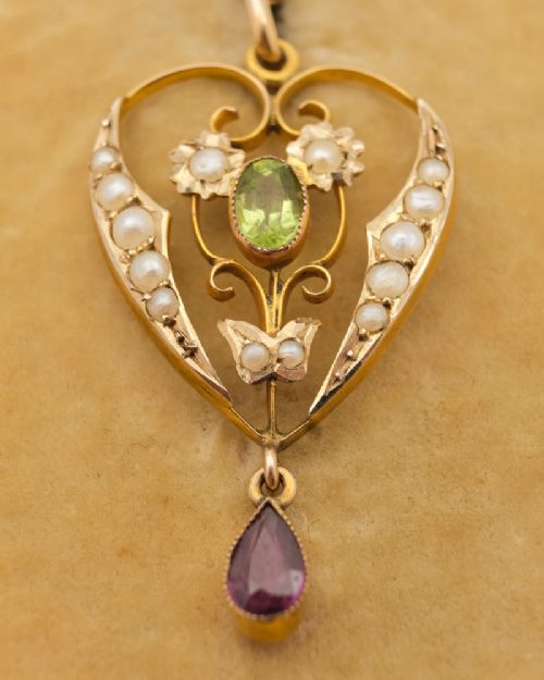 fig 1. Fabulous Gold Suffragette pendant on Gold Chain - Circa 1910