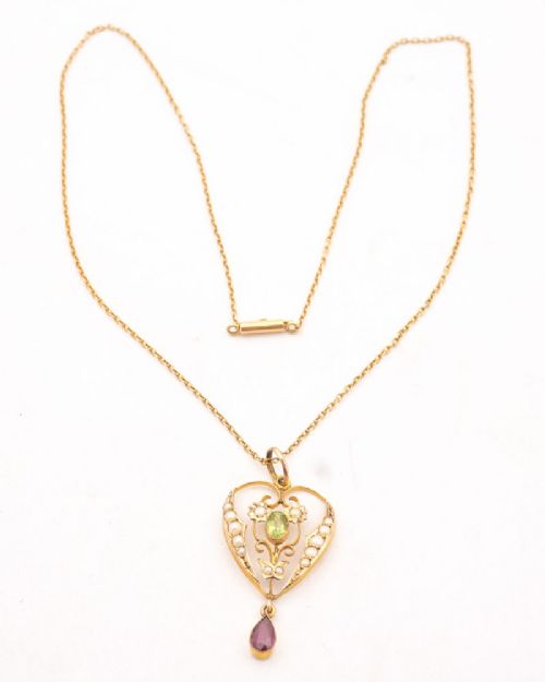 fig 2. Fabulous Gold Suffragette pendant on Gold Chain - Circa 1910