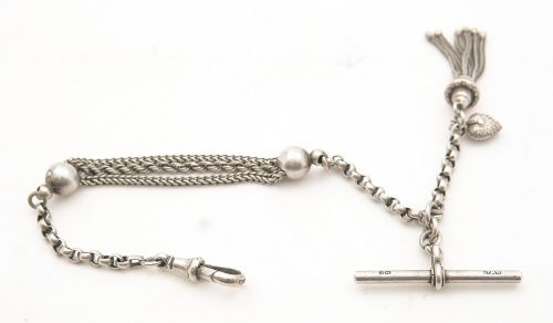 Nice Fancy  Edwardian Silver Watch Chain - Birmingham 1904