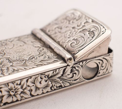 fig 1. Rare Victorian Silver Vesta Case & Cigar Cutter - London 1856