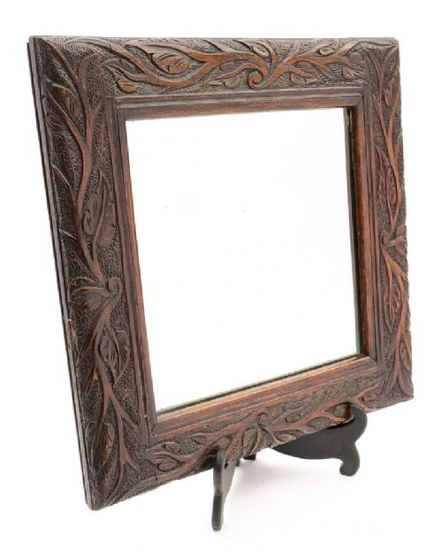 Fabulous English Carved Oak Arts & Crafts Mirror - Circa 1900