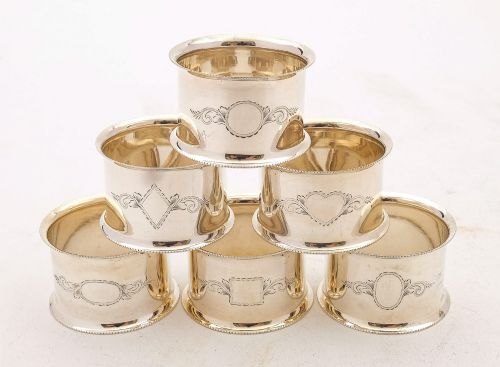Gorgeous Cased Set of Six Napkin Rings - Circa 1930