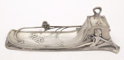Fabulous Pewter  Wmf Art Nouveau Ink Stand - Circa 1900