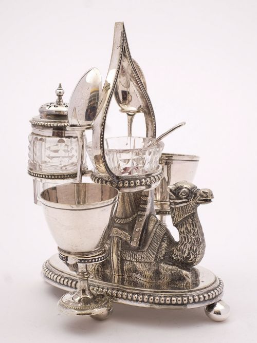 fig 1. Gorgeous Victorian Silver Plated Camel Cruet - 1876