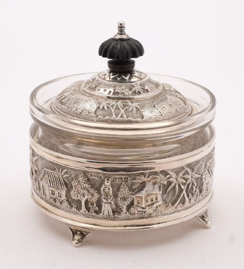 Unusual English Indian-style Preserve Pot, Birmingham 1914