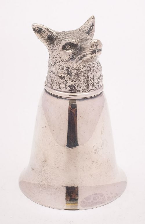 Nice Silver Plated Fox Head Stirrup Cup, Circa 1960