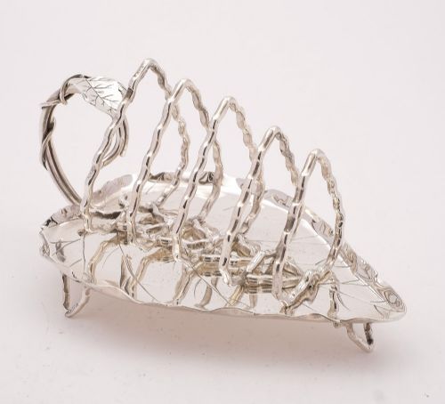 Unusual Victorian Silver Plated Leaf Toast Rack, Circa 1890
