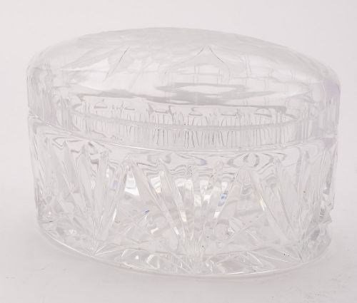 Lovely Art Deco Glass Oval Biscuit Box, Circa 1930