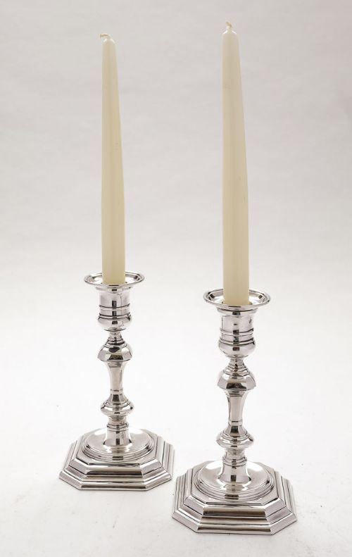 Gorgeous Pair of Georgian Style Silver Plated Candlesticks, Circa 1920