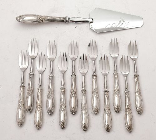Fabulous French Silver Handled Cake Set, Circa 1940