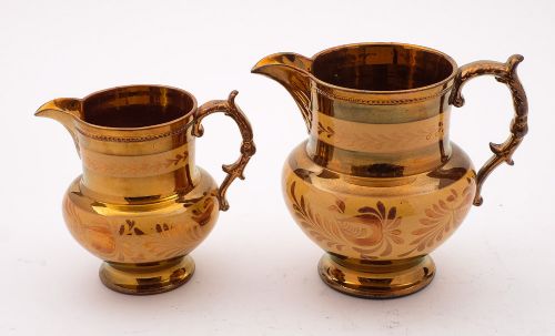 Nice Pair of China Copper Lustre Jugs/pitchers, Circa 1880