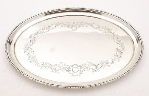 Good English Silver Oval Tray, Birmingham 1911