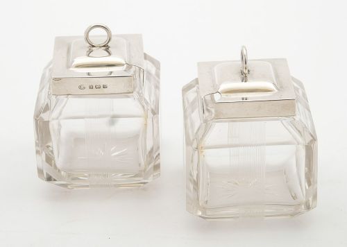 Gorgeous Pair of Cut Glass Preserve Pots, Birmingham 1919