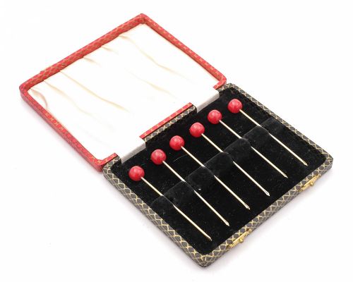 Lovely Set of 6 Sterling Silver Art Deco Cocktail Sticks - Circa 1930