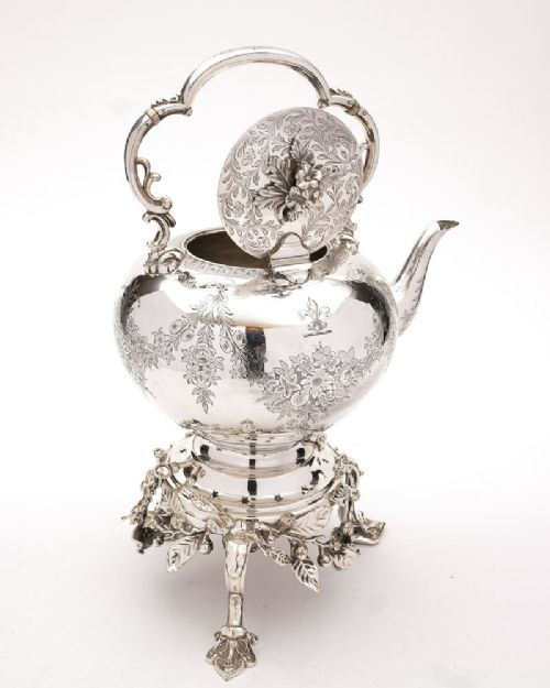 fig 1. Stunning Victorian Tea Kettle on Stand - circa 1860