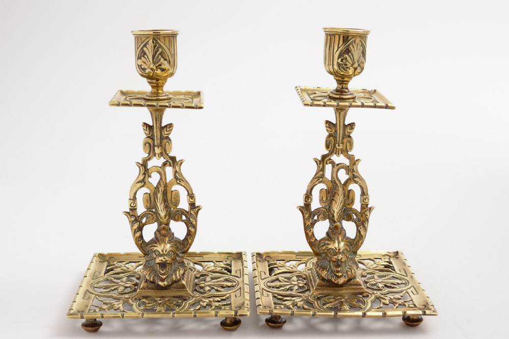 Lovely Pair of Victorian Tray Base Candlestick Holders