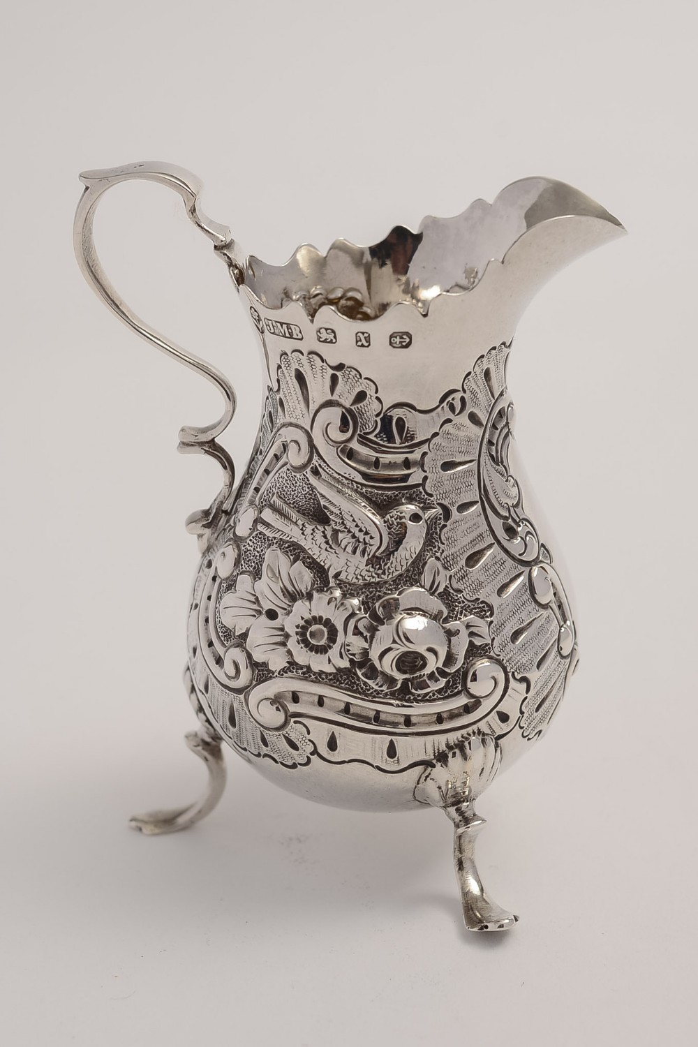 Victorian Sterling Silver Embossed Cream Jug