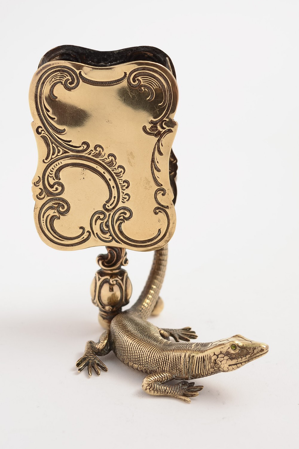 Charming Victorian Cast Brass Lizard Matchbox Holder