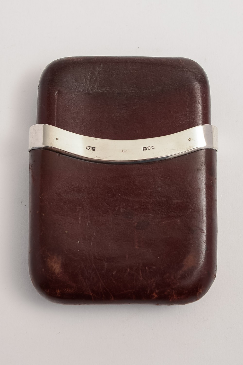 Victorian Cherry Leather & Silver Banded Cigar Case