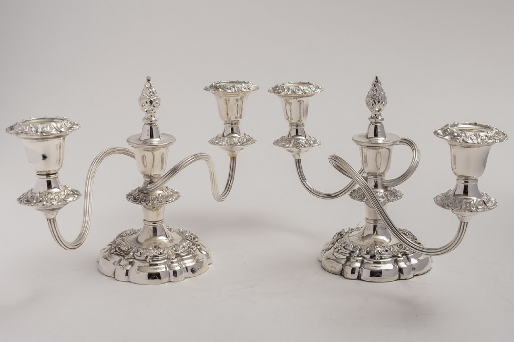 Pair Edwardian Low Candelabra