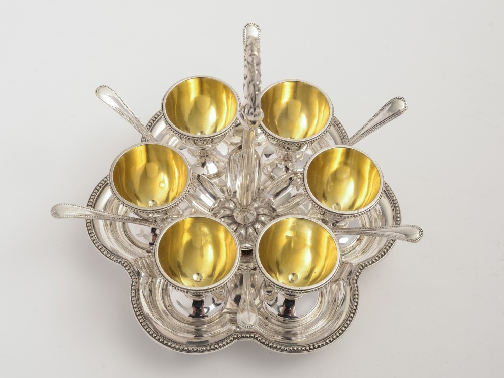 Victorian Elkington & Co. 6 person egg cruet.