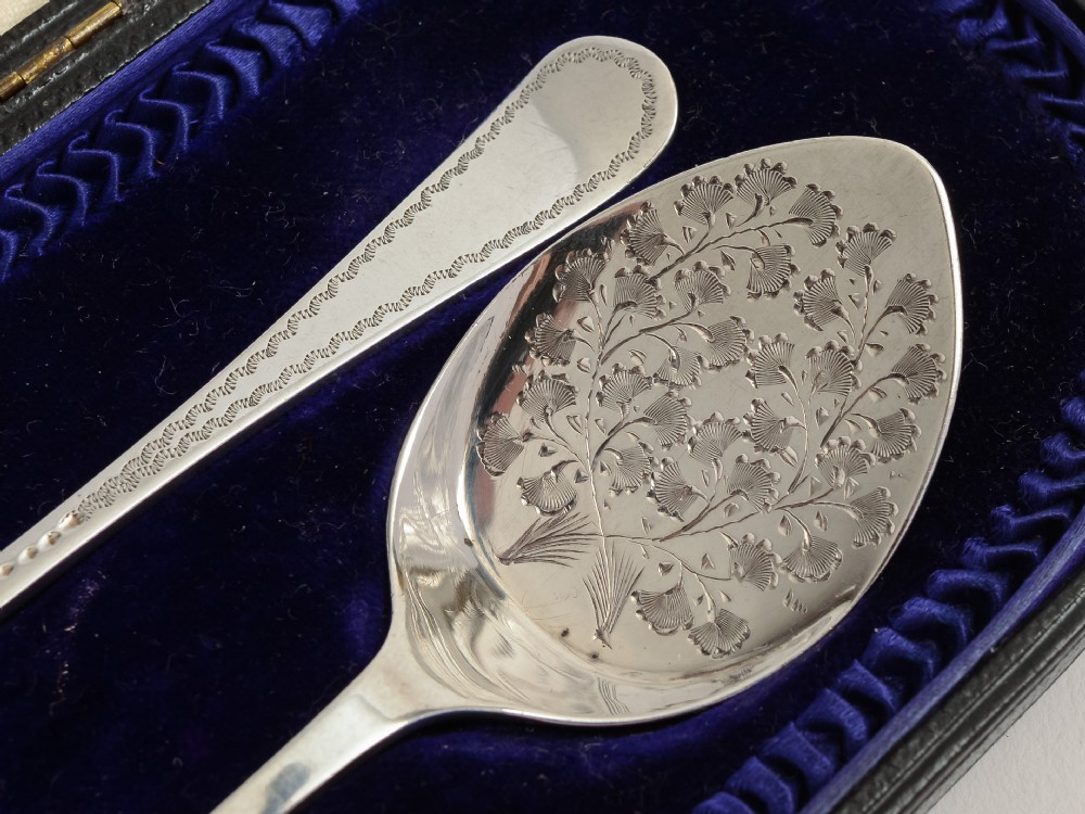 Pair Edwardian Silver Jam Spoons.