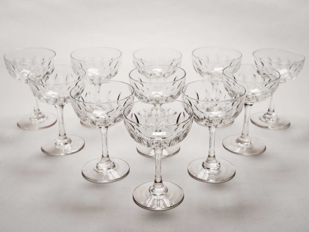 Set of 11 Victorian Champagne Glasses