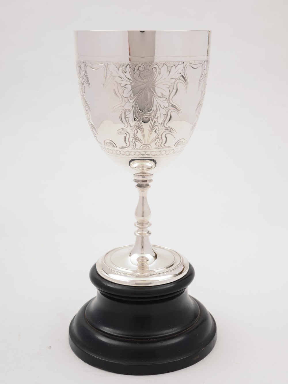 Large silver plated trophy cup with engraved decoration circa 1890