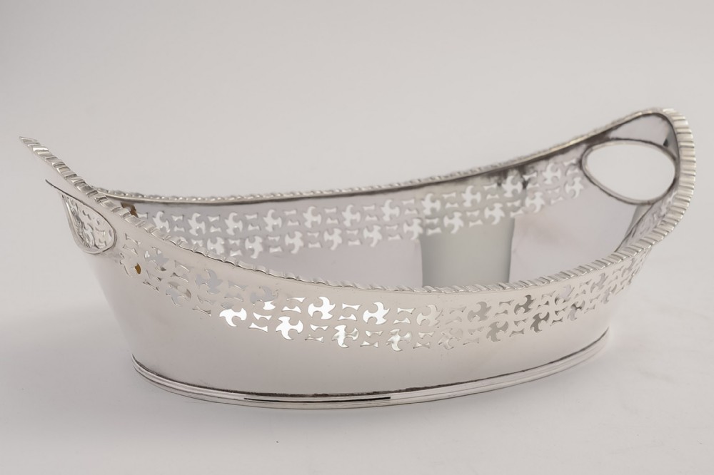 Late Victorian Silver plated bread basket with embossed edging, circa 1890
