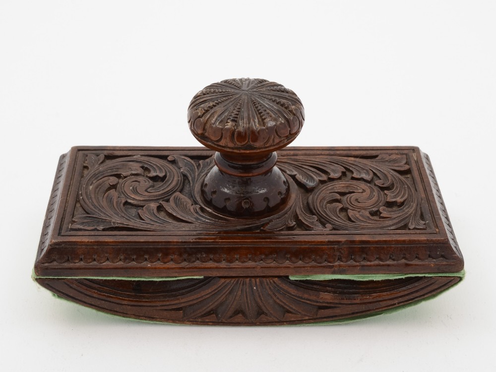 Beautifully carved black forest wooden desk blotter, circa 1900