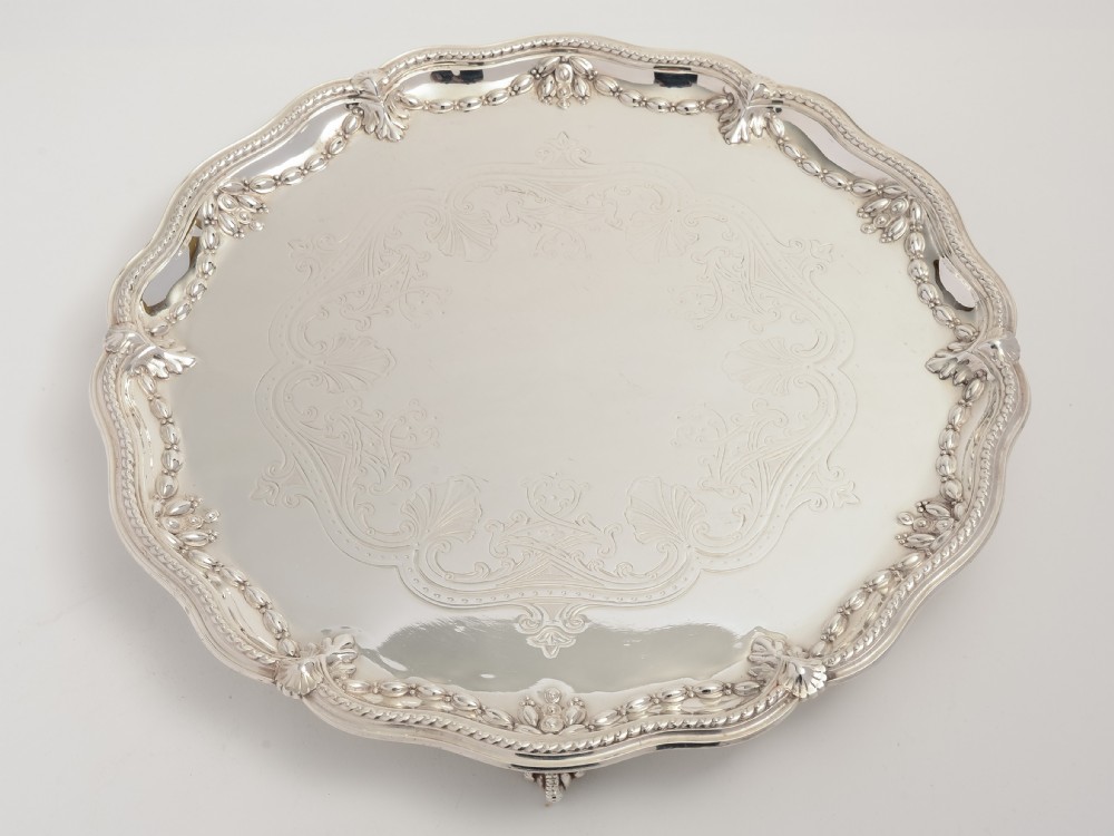 Large Victorian Silver Plated Elkington Salver, Dated 1873 