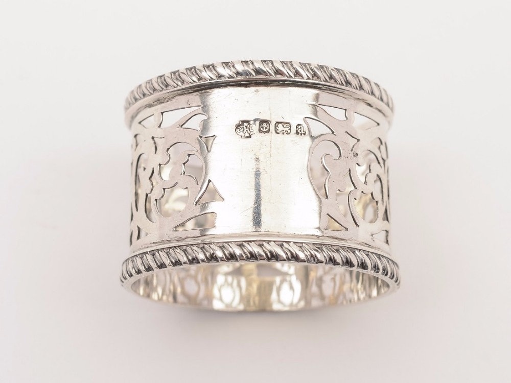 Silver Napkin Ring with Pierced Decoration, Hallmarked Birmingham 1900