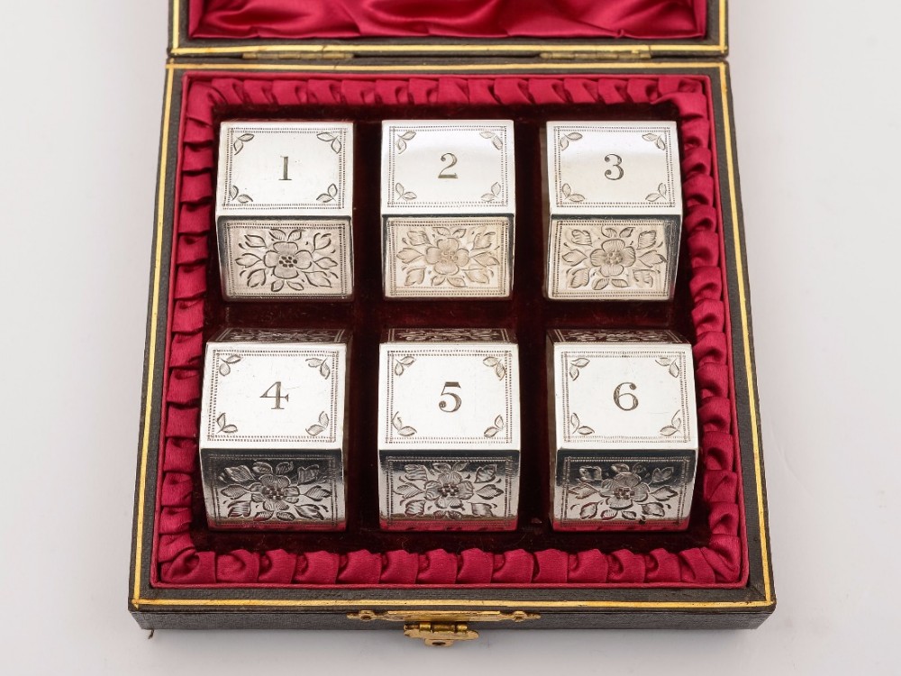 Cased Set of 6 Victorian Engraved Napkin Rings, Circa 1890