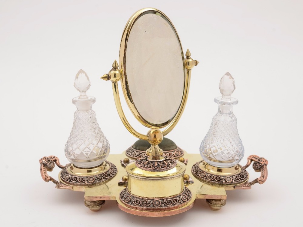 Edwardian Brass Dressing Table Set, Circa 1900