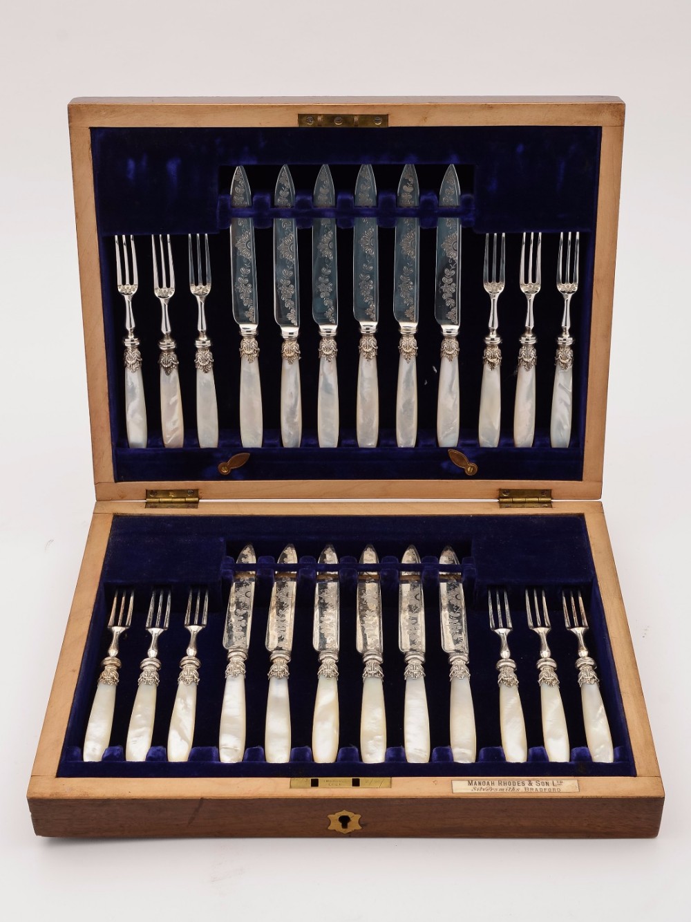 Edwardian Mother of Pearl and Silver Plated Dessert Set