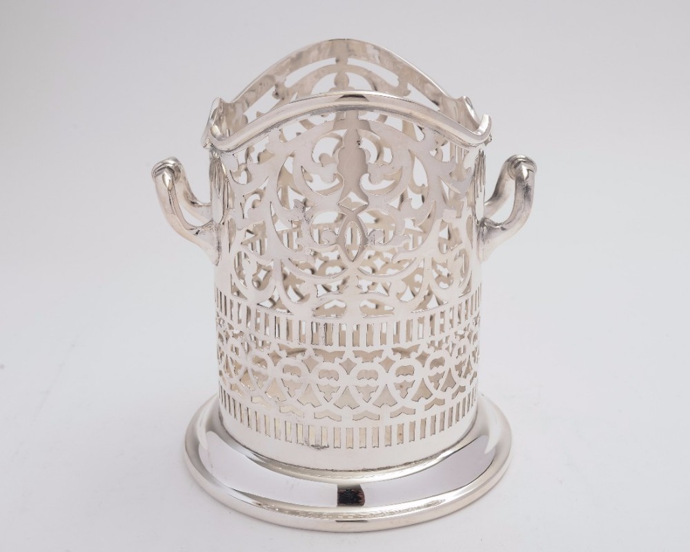 Edwardian silver plated bottle holder , Circa 1910