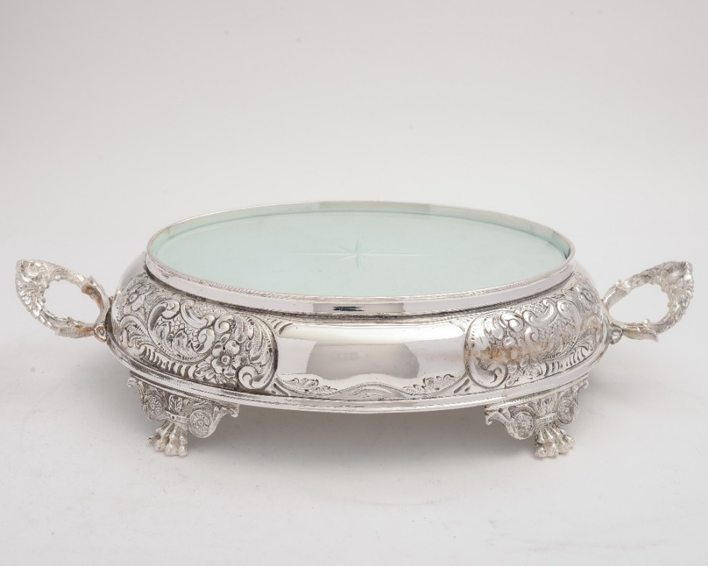 Embossed Victorian Silver Plated Cheese Platter