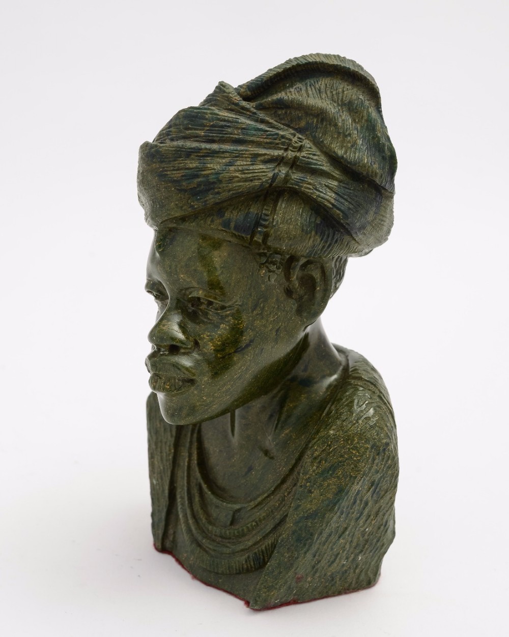 African Tribal Bust Carved in Green Granite, Circa 1930