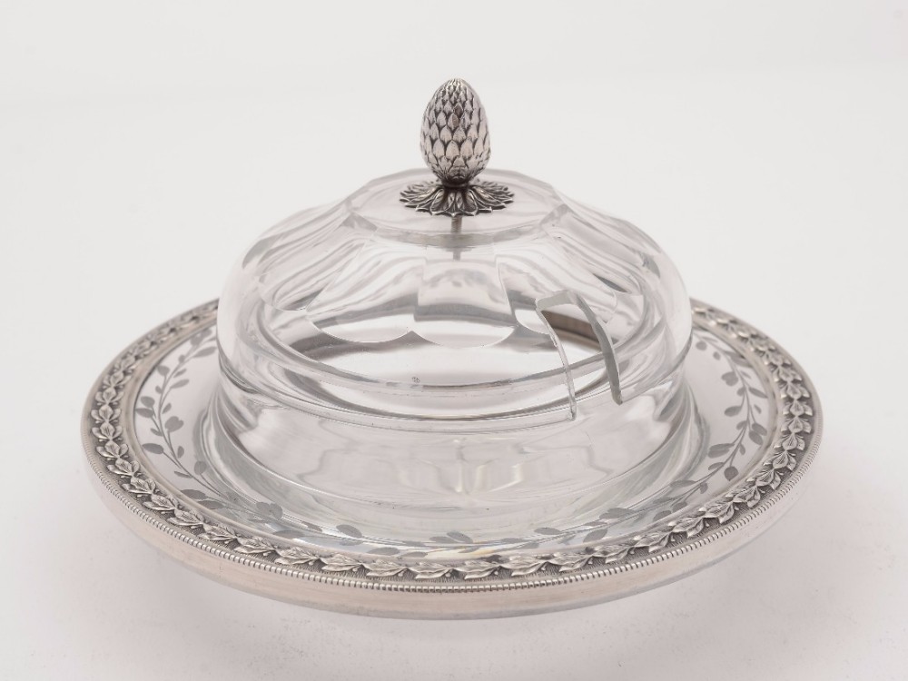 French Silver and Glass Preserve Pot, Circa 1900