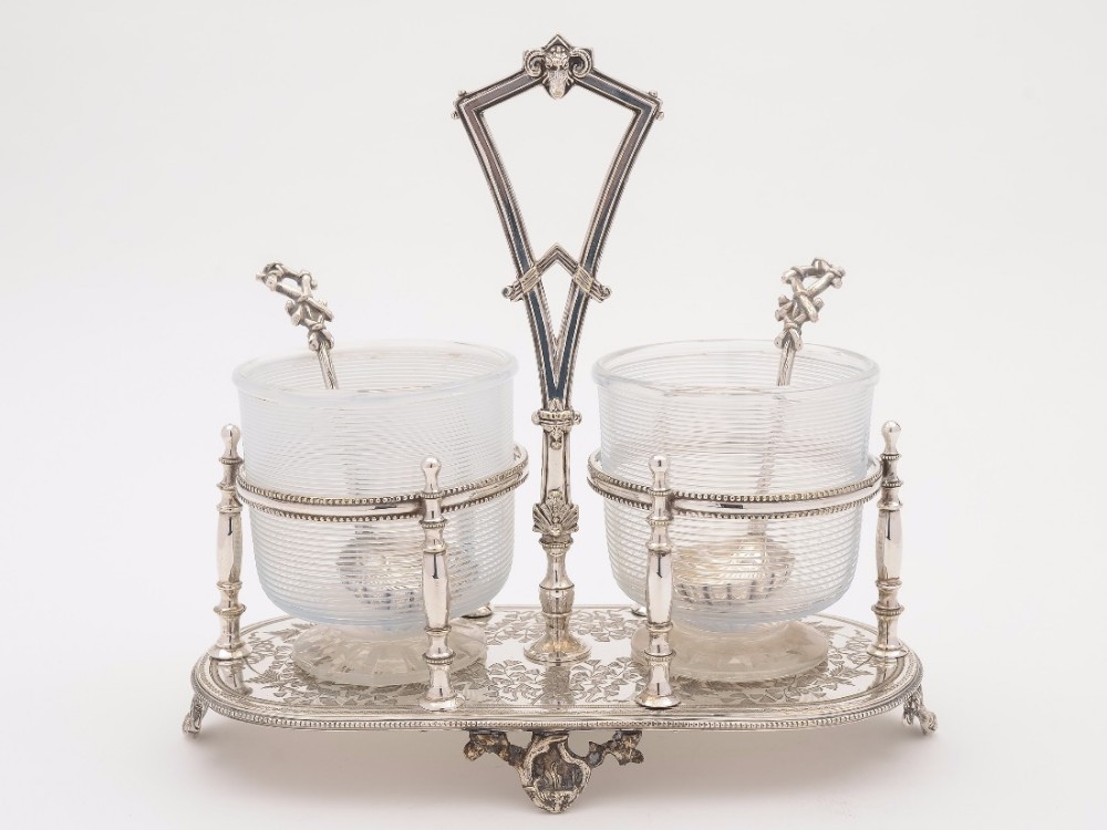 Victorian Cream & Sugar in Stand, Circa 1880