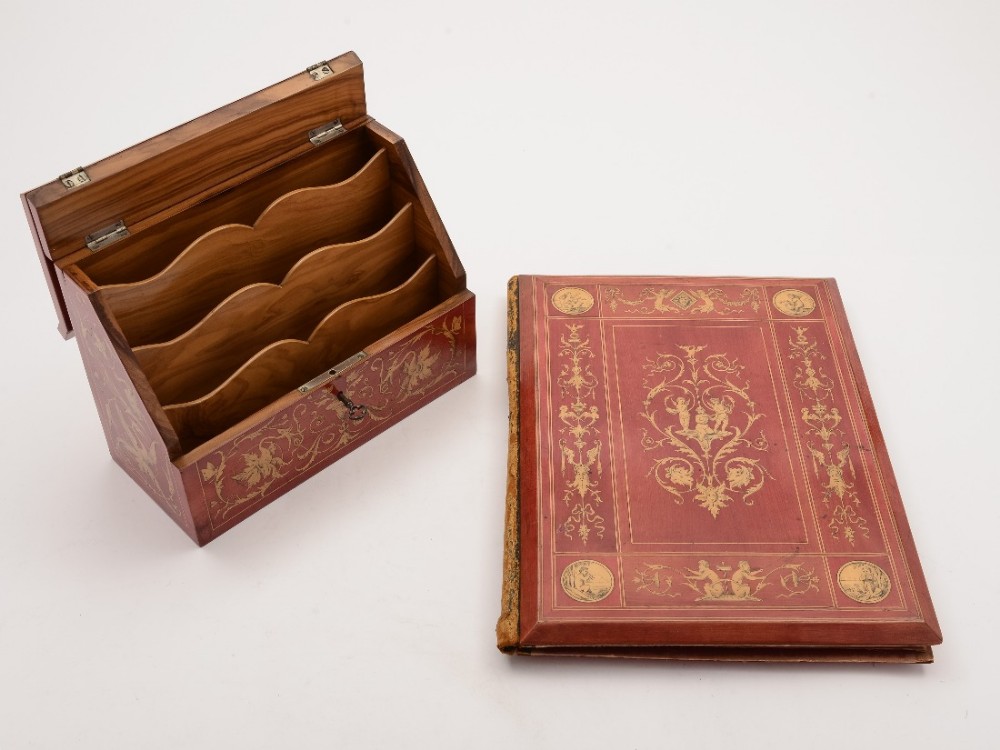 Inlaid Italian Sorrento Ware Document Box and Folder, Circa 1905