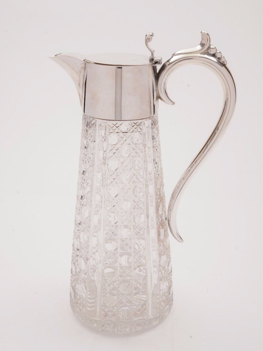 19th Century Victorian Cut Glass and Silver Plated Claret Jug, Circa 1890